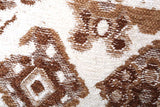 Beige, brown, geometric patterned, machine washable rug