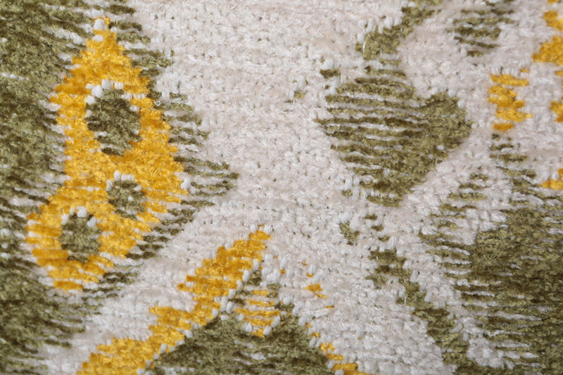  Yellow, green, geometric patterned, machine washable rug