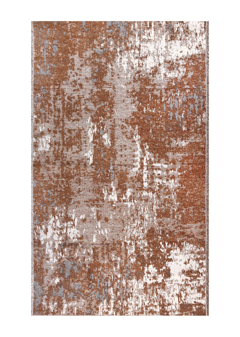 Brown, gray, vintage and abstract design, machine washable rug