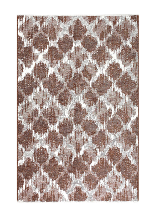Brown, gray, geometric patterned, machine washable rug