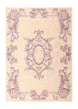 Pink, baroque style, floral patterned, medallion, machine washable rug