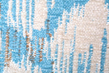 Blue, geometric patterned, machine washable rug