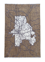 Brown, white, Atlanta map design, machine washable rug