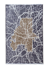 Blue, brown, Atlanta map design, machine washable rug