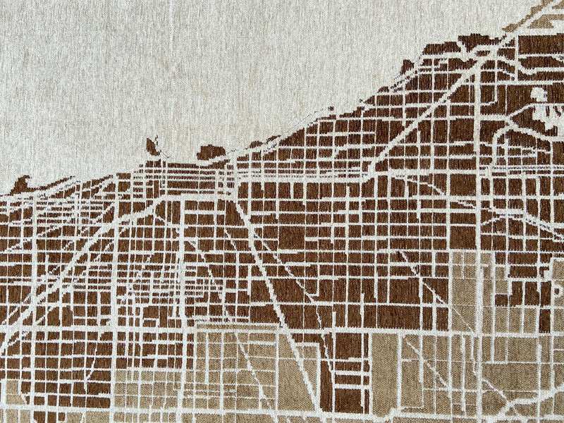 Brown, beige, Chicago map design, machine washable rug