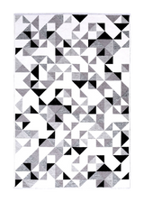 Black and white, geometric patterned, machine washable rug