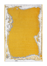 Yellow, gray, marble border design, machine washable rug