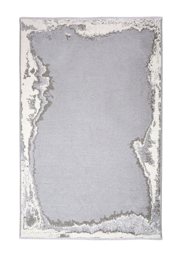 Gray, marble border design, machine washable rug