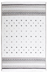 Washable Pyramid Patterned Rug in White and Grey Color
