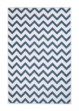 Blue, white, geometric patterned, machine washable rug