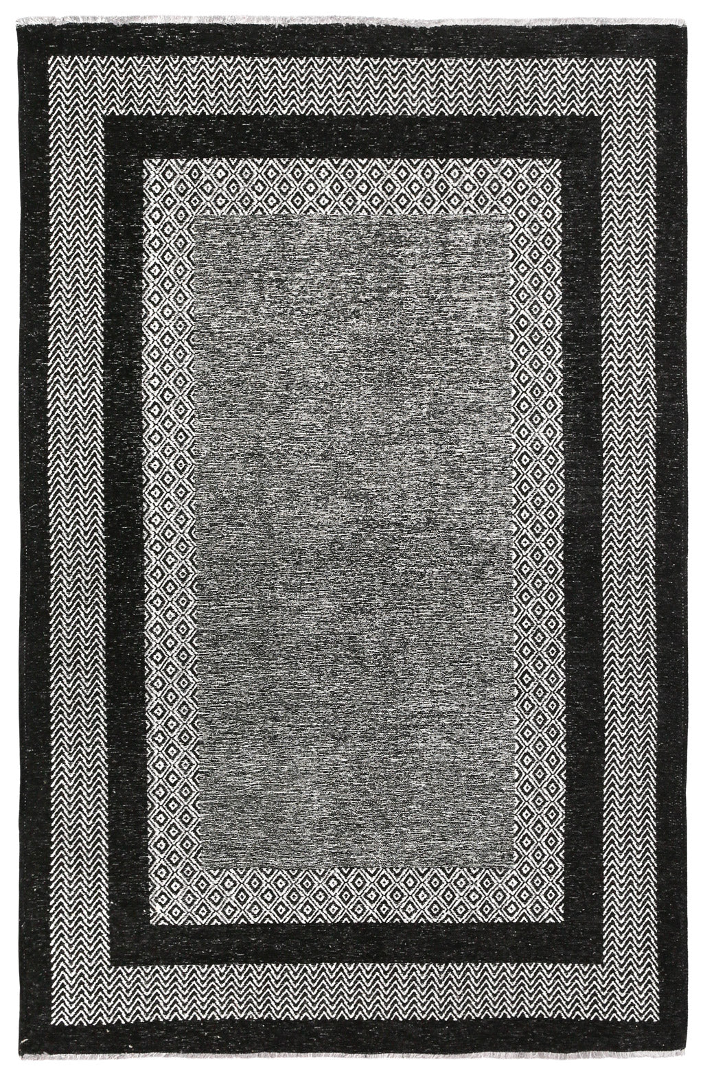 Washable Border Patterned Rug in Black Color – Rug and Love