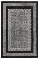 Washable Border Patterned Rug in Black Color