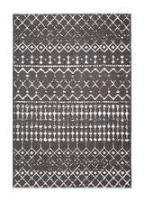 Black,  patterned, machine washable rug