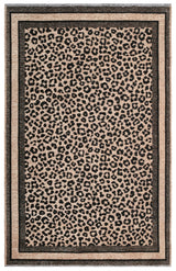 Washable Leopard Patterned Rug in Beige and Black Color