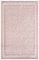 Washable Leopard Patterned Rug in Pink Color