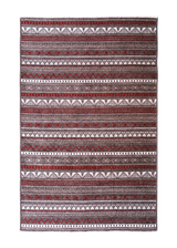 Red, striped, machine washable rug
