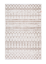 White, brown, patterned, machine washable rug