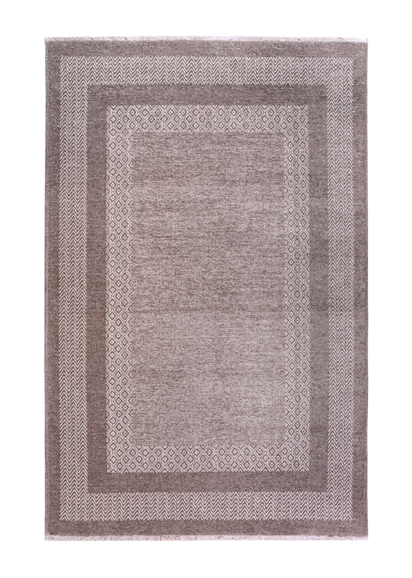 Brown, classic, bordered, patterned, machine washable rug