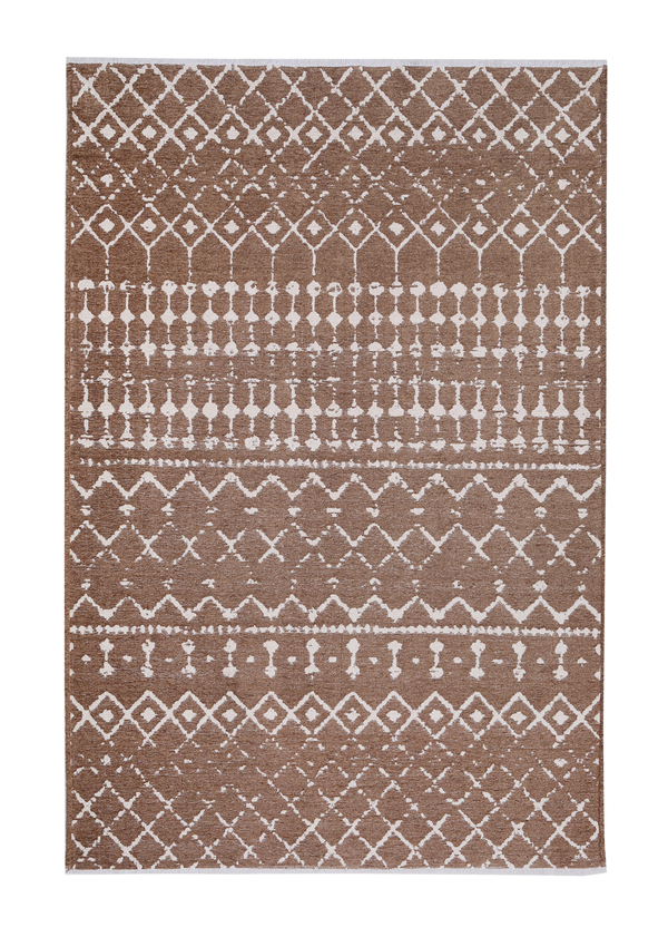Brown, patterned, machine washable rug
