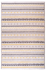 Washable Scandinavian Patterned Rug in Yellow and Grey Color