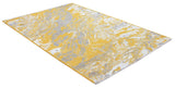 Yellow, gray, marble design, machine washable rug