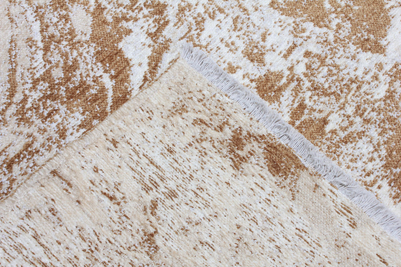 Brown, beige, marble design, machine washable rug