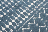 Blue,  patterned, machine washable rug