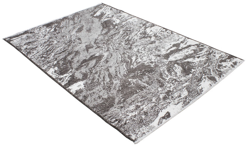 Gray, marble design, machine washable rug 