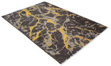 Black, gold, marble design, machine washable rug