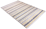 Yellow, striped, machine washable rug