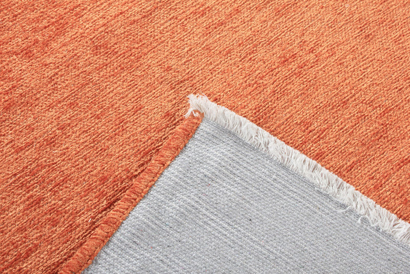 Orange, plain design, machine washable rug