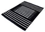 Washable Striped Patterned Rug in Black Color