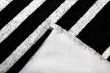 Washable Striped Patterned Rug in Black Color