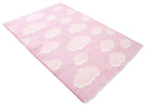 Pink, cloud patterned, machine washable rug for kids 