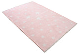 Pink, white, star patterned, machine washable rug for kids