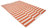 Red, white, striped, machine washable rug