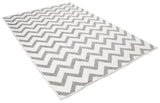 Gray and white, geometric patterned, machine washable rug
