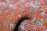 Washable Vintage Patterned Rug in Orange Color