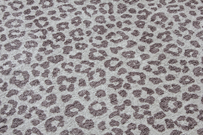 Washable Leopard Patterned Rug in Grey Color