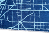 Blue, Miami map design, machine washable rug
