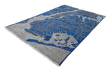 Blue, gray, New York map design, machine washable rug