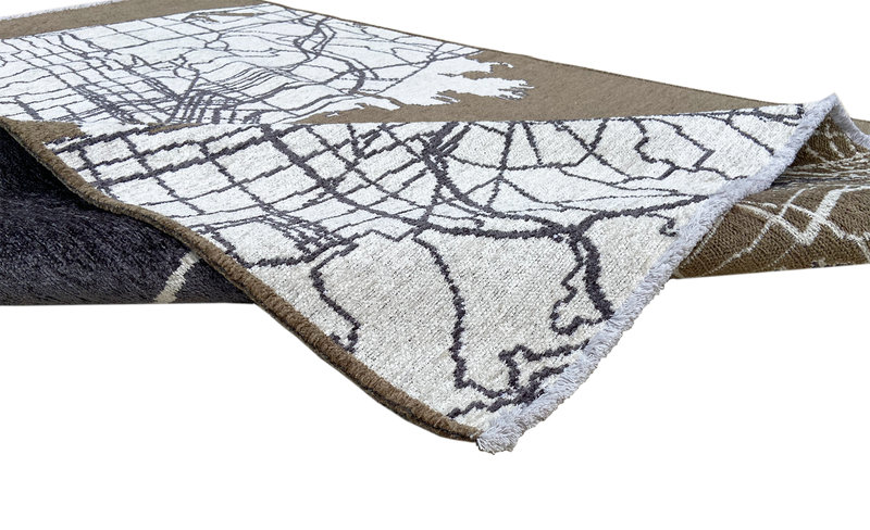 Brown, white, San Francisco map design, machine washable rug