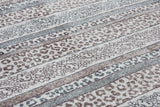 Washable Leopard Patterned Rug in Blue and Grey Color